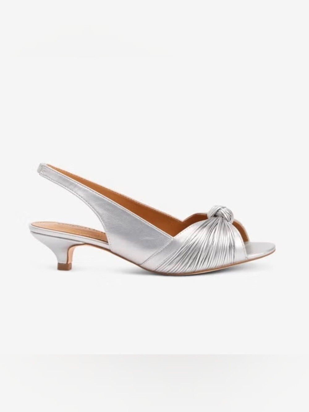 comfortview Silver Knotted Peep-Toe Slingback Heels